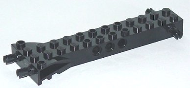 Technic Brick Special 12 x 2 with 2 Side and 2 End Pins, Technic Holes, and 4W Flared End in Black