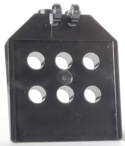 Hinge Panel 1 x 4 x 3 2/3 with 6 holes, 2 studs on top, Locking 2 Fingers in Black