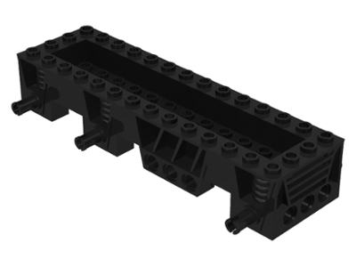 Vehicle Base 4 x 14 x 2 1/3, 2 x 12 Recessed Center, Pins, Pin Holes in Black