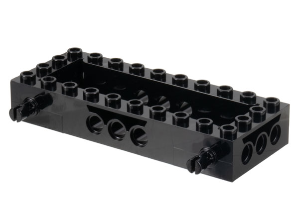 Vehicle Base 4 x 10 x 1 1/3 with 8 x 2 Recessed Center [4 Pins / Technic Holes] in Black