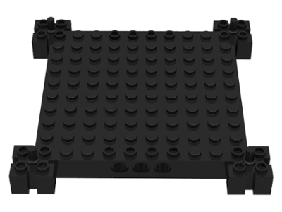 Brick Special 12 x 12 Base with 4 Corner Pegs, 1 x 10 Cutouts, Grooves in Black