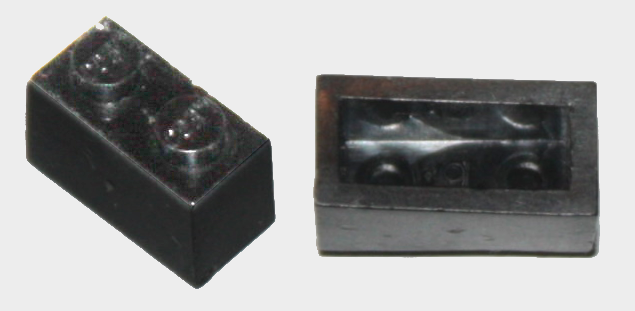 Brick 1 x 2 without Bottom Tube in Black