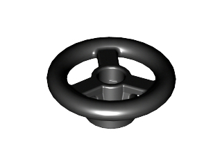 Steering Wheel Small, 2 x 2 in Black