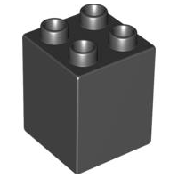 Duplo Brick 2 x 2 x 2 in Black