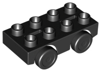 Duplo Car Base 2 x 4 with Black Wheels in Black