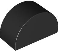 Duplo Brick 2 x 4 x 2 Curved Top in Black