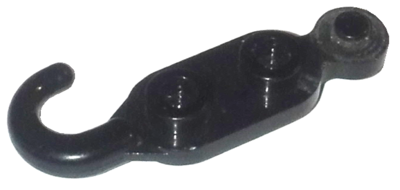 Hook, Tow Hook with 2 Studs on Both Sides in Black