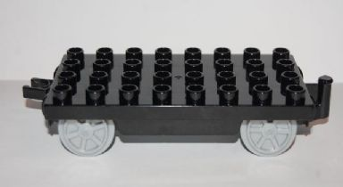 Duplo Train Base 4 x 8 with Pearl Light Gray Train Wheels and Moveable Hook in Black