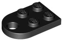 Plate Special 3 x 2 with Rounded End, Hole in Black