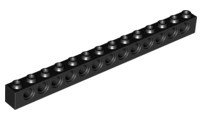 Technic Brick 1 x 14 [13 Pin Holes] in Black