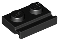 Plate Special 1 x 2 with Door Rail in Black