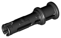 Technic Pin Long with Friction Ridges Lengthwise and Stop Bush [3 Lateral Holes, Big Pin Hole] in Black