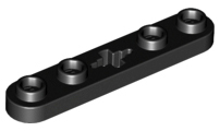 Technic Plate 1 x 5 with Smooth Ends, 4 Studs and Centre Axle Hole in Black