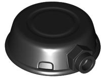Helmet, Disk Shape with Stud on Front in Black