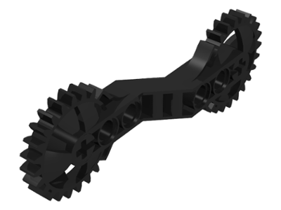 Technic Arm 1 x 7 x 3 with Gear Ends in Black