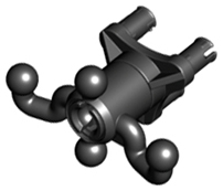 Technic 4 Ball Joint Steering Arm With 3 Pin Base [Complete Assembly] in Black