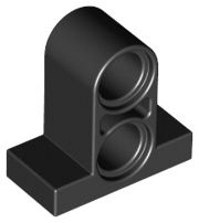 Technic Pin Connector Plate 1 x 2 x 1 2/3 [Two Holes On Top] in Black