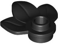 Plant, Plate 1 x 1 Round with 3 Leaves in Black
