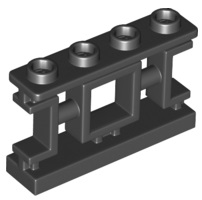 Fence 1 x 4 x 2 Ornamental Asian Lattice Square with 4 Studs in Black