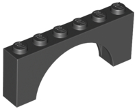 Brick Arch 1 x 6 x 2 - Thick Top with Reinforced Underside in Black