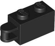 Brick Special 1 x 2 with Vertical Closed Handle on Edge in Black