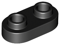 Plate Special 1 x 2 Rounded with 2 Open Studs in Black