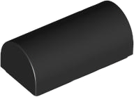 Brick Curved 1 x 2 x 2/3 Double Curved Top, No Studs in Black