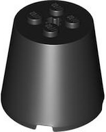 Cone 4 x 4 x 3 with Axle Hole in Black