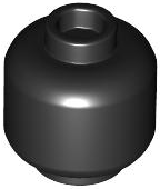Minifig Head [Plain] [Hollow Stud] in Black