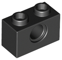 Technic Brick 1 x 2 [1 Pin Hole] in Black