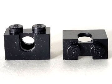 Technic Brick 1 x 2 with Hole Type II in Black
