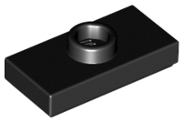 Plate Special 1 x 2 with 1 Stud with Groove (Jumper) in Black
