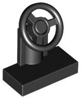 Steering Stand 1 x 2 with Black Steering Wheel in Black