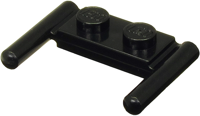 Plate Special 1 x 2 with Handles [Round Ends, Mid Attachment] in Black