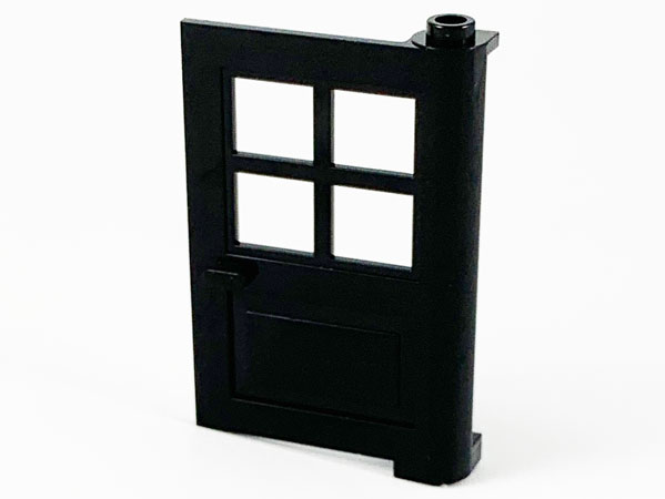 Door 1 x 4 x 5 with 4 Panes, Squared Base in Black