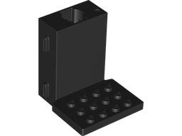 Brick Special 6 x 6 x 5 with Gear Hole, 3 x 4 Plate [PLAIN] in Black