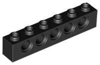 Technic Brick 1 x 6 [5 Pin Holes] in Black