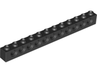 Technic Brick 1 x 12 [11 Pin Holes] in Black
