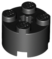 Brick Round 2 x 2 with Axle Hole in Black