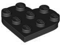 Plate Angled 3 x 3 with Heart Shape in Black