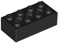 Brick Special 2 x 4 with 3 Axle Holes in Black