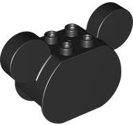 Duplo Brick 2 x 4 x 2 Rounded Ends and Mouse Ears [Plain] in Black