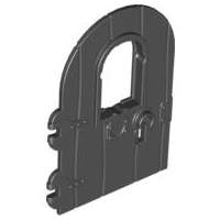 Door 1 x 4 x 6 Round Top with Window and Keyhole, Non Reinforced Edge in Black
