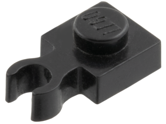 Plate Special 1 x 1 with Clip Vertical [Thin Open O Clip] in Black