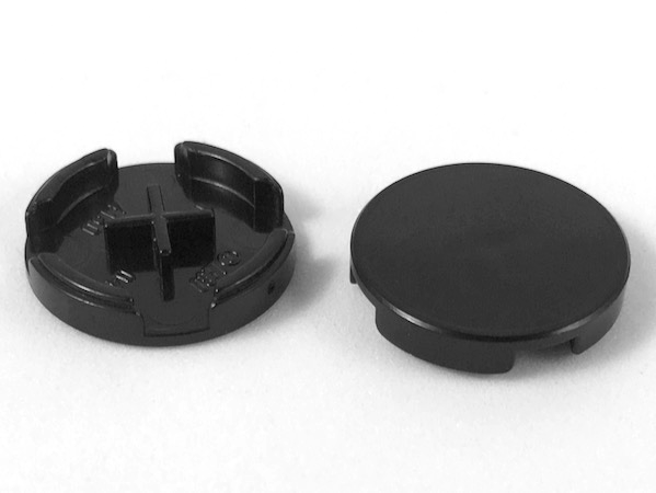 Tile Round 2 x 2 with Bottom Cross in Black