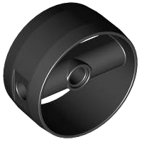 Technic Cylinder 4 x 4 with Pin Holes and Centre Bar, Closed Sides on Bar in Black