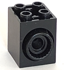 Brick Special 2 x 2 x 2 with Rotation Joint Socket and Rear Pin Hole in Black