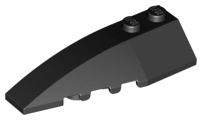 Brick Wedged, Curved 6 x 2 Left, Inner Ridges in Black