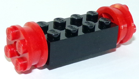Brick Special 2 x 4 with Wheels, Freestyle Red in Black