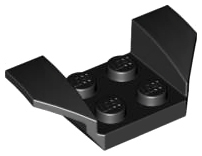 Mudguard 2 x 4 with 2 x 2 Studs and Flared Wings in Black